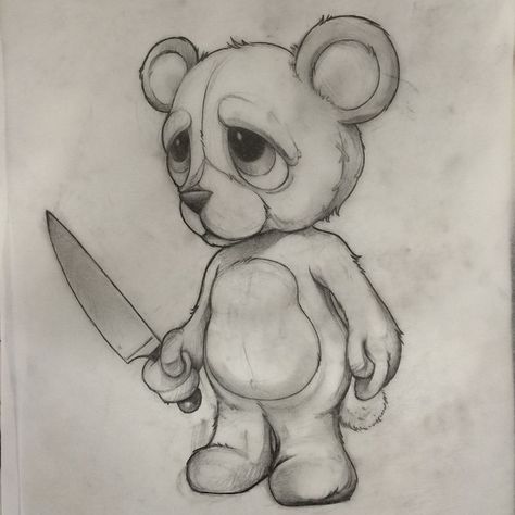 sketch teddy bear Teddy Bear Drawing, Bear Sketch, Scary Drawings, Graffiti Tattoo, Creepy Drawings, Dark Art Drawings, Halloween Drawings, Graffiti Drawing, Pencil Art Drawings