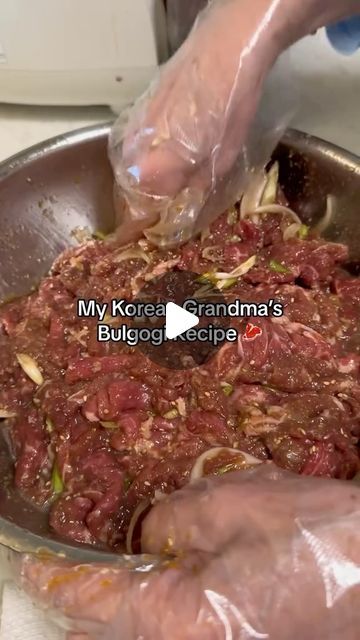 Ellen Park on Instagram: "im gunna have to eat this raw from now on😂

bulgogi recipe⤵️
3 lbs beef loin new york boneless steak
1/2 cup white sugar
1/2 cup dark soy sauce 
1/4 cup plum extract 
2 tbsp black pepper
1 cup garlic cloves 
1/4 korean pear 
1/4 ginger 
1 cup water
-peel beef one by one in bowl
-whisk sugar, soy sauce, plum extract and black pepper for 5-7 minutes
-blend garlic cloves, ginger, onion, pear, and  1 cup of water in blender
-combine blended ingredients with soy sauce mixture
-add marinade to beef
-add green onions, white onions and sesame seeds
-massage marinade into beef
-marinate bulgogi overnight
-cook bulgogi on store top for 7-10 minutes on high heat 

#korean #grandma #food #recipe #foodie #cooking #mukbang #asmr #reels #reelsvideo #reelsinstagram" Beef Loin New York Shabu Shabu, Beef Loin New York Boneless, Shabu Shabu Recipe, Korean Pear, Beef Loin, Bulgogi Recipe, Dark Soy Sauce, Shabu Shabu, Bulgogi