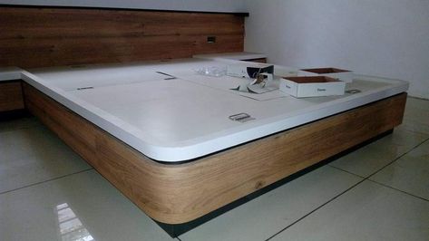 #bed white and Maple finishing round corner beautiful design simple and unique 2019 design more but design detail and image follow me on Pinterest and follow me my Pinterest account thank you Jay Jalaram, Frame Bathroom Mirror, Frame On Wall, Bad Room Design, Bed Designs With Storage, Frame Bathroom, Flat Furniture, Simple Bed Designs, Box Bed Design