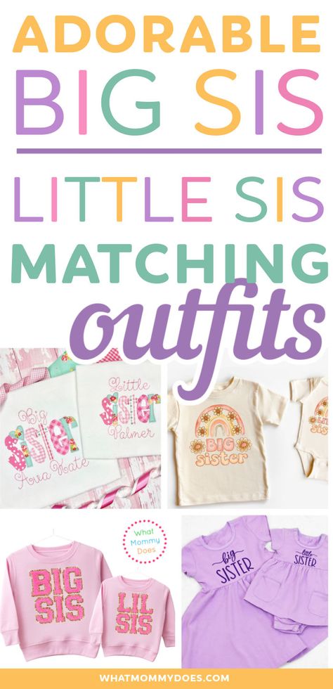 Cricut Big Sister Shirt, Big Sister Little Sister Shirts, Big Sister Pictures, Matching Sister Outfits, Big Sister T Shirt, Girls Sister, Matching Sisters, Big Sister Little Sister, Newborn Coming Home Outfit