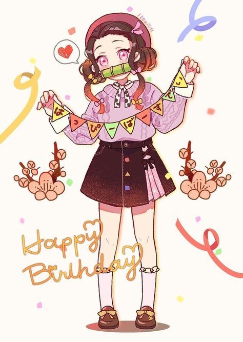 Please Do Not Repost This Pin Without My Permission Anime Happy Birthday, Birthday Anime, Happy Birthday Drawings, 2560x1440 Wallpaper, Happy Birthday Art, Nezuko Chan, Images Kawaii, Nezuko Kamado, Manga Anime One Piece