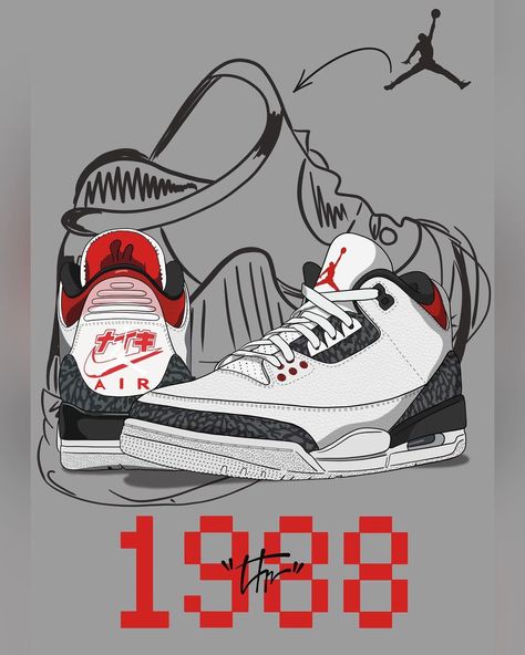 Sneaker Illustration в Instagram: «🔲 "Air Jordan 3 Retro "Fire Red" " poster, order in direct! ⠀ 💭Support repost, like, comment! 📐Size:A2 (420x594 mm) 🗺 Shipping worldwide…» Fresh Kicks Sneakers, Air Jordan Wallpapers, Jordan Wallpapers, Sneaker Illustration, Cricut Pictures, Jordan Shoes Wallpaper, Nike Wallpaper Iphone, Jordan Logo Wallpaper, Sneakers Wallpaper