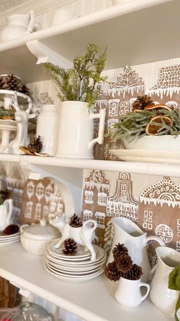 Erin Sowell on Instagram Terracotta Christmas, Gingerbread Trim, Scandinavian Winter, Folklore Aesthetic, Gingerbread Christmas Decor, Charming Farmhouse, Farmhouse Crafts, Puff Paint, Christmas Village