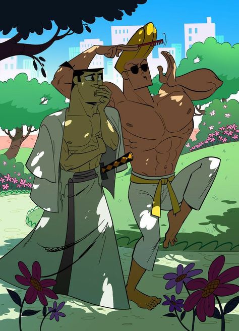 Samurai Bravo, Cartoon Network Fanart, Old Cartoon Shows, Johnny Bravo, Samurai Jack, Cartoon Crossovers, Cartoon Games, Old Cartoons, Gay Art