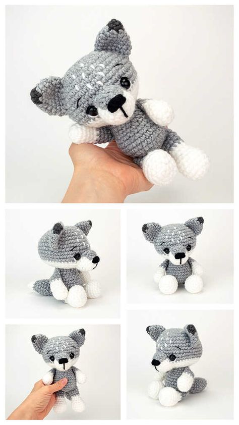 Crochet Wolf Amigurumi Free Pattern - Free Crochet Patterns Wolf Amigurumi, Crochet Wolf, Finger Puppet Patterns, Crochet Hack, Easy Crochet Animals, Crochet Cow, Crochet Amigurumi Free Patterns, Crochet Quilt, Crochet Amigurumi Free