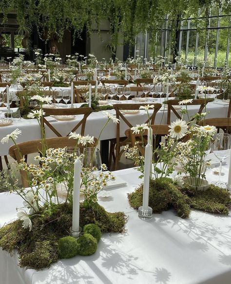 Moss Centerpiece Wedding, Moss Centerpieces, Moss Wedding, Wedding Setup, Elegant Candles, Greenhouse Wedding, European Wedding, Wedding Set Up, Garden Party Wedding