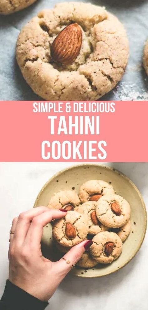 Desserts With Tahini, Healthy Tahini Cookies, Tahini Cookies Vegan, Tahini Recipe Desserts, Vegan Tahini Cookies, Tahini Baking, Mediterranean Cookies, Tahini Biscuits, Tahini Dessert Recipes