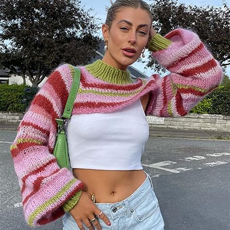 Women Y2k Knit Shrug Long Sleeve Bolero Cardigan Vintage Solid Color Cropped Sweater Crochet Arm Warmer Crop Pullover, Street Clothing, Knit Shrug, Diy Things, Cropped Pullover, Sleeves Clothing, Cropped Tops, Fit Ideas, Long Sleeve Knit Tops