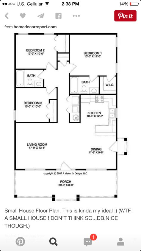 30 X 40 House Plans Open Floor 3 Bedroom, 30x30 House Plans 3 Bedroom, 1200 Sq Ft House Plans Open Floor, 1200 Sq Ft House, Simple Floor Plans, Ranch House Designs, Three Bedroom House Plan, Floor Plans Ranch, Bungalow Floor Plans