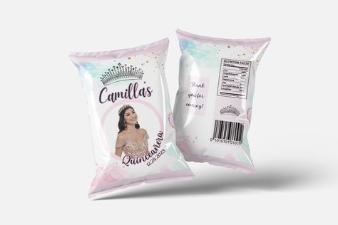 DIY Quinceañera CHIP BAG LABEL Quinceañera chip bag instant download Quinceañera party favors chip bag – a Fully editable Canva Chip bag template to personalize your chip bags the way you want. Quinceanera Party Favors, Chip Bag Template, Quinceanera Favors, Bag Label, Bag Template, Quinceanera Party, Chip Bags, 15th Birthday, 16th Birthday