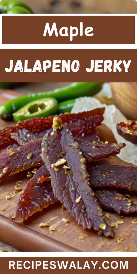 Experience the tantalizing fusion of English Maple Jalapeno Jerky Recipe. Perfect for snacking or sharing, this recipe promises a flavor explosion in every bite. Air Fryer Pork Jerky, Maple Jerky Recipes, Deer Meat Jerky Recipes, Venison Jerky Recipe Smoked, Sweet Jerky Recipes, Jerkey Recipes Dehydrator Beef, Spicy Jerky Marinade Recipes, Beef Jerky Recipe Dehydrator Air Fryer, How To Make Jerky