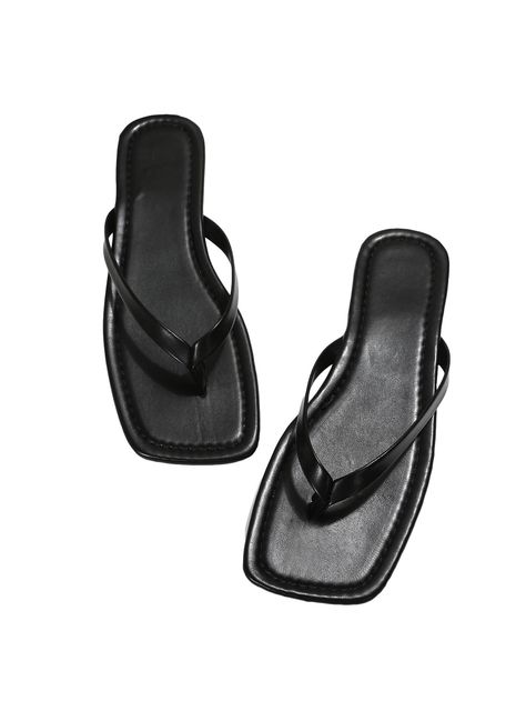 PRICES MAY VARY. These women's flip flops feature a square toe that is trendy and minimalist, creating a leisurely summer style. The insole of these women's flip flops with rubber delivers great comfort and cushioning for your foot. The rubber outsole ensures stable steps on smooth ground and offers lasting durability. Slip into these flip flop sandals and take a leisurely walk, or go for a relaxing vacation by the sea Please refer to the Item Description below for Size Details.（The item descrip Flip Flop Images, Women's Flip Flops, Etsy Promotion, Flat Slippers, Slippers Black, Black Flip Flops, Flat Slipper, Summer Flats, Swag Shoes