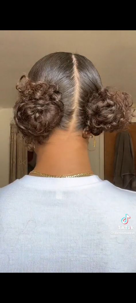 Two Buns Curly Hairstyle, Two Low Buns Curly Hair, Two Low Curly Buns, Two Low Buns Natural Hair, Cute Curly Hair Updos, Athletic Hairstyles For Curly Hair, Two Low Buns Hairstyle, Two Low Buns, Updo Curly Hairstyles