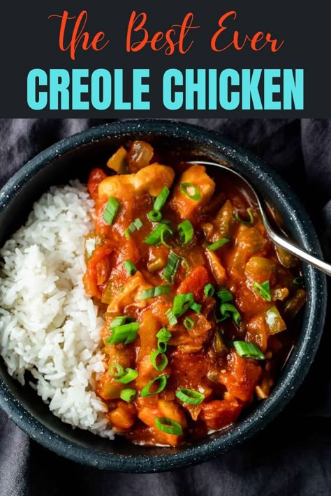 Creole Chicken And Rice, Chicken Creole Recipe New Orleans, Creole Chicken Recipes, Cajun Rice Recipes, Creole Chicken And Sausage, Chicken Creole Recipe, Cajun Rice Recipe, Chicken Creole, Creole Dishes