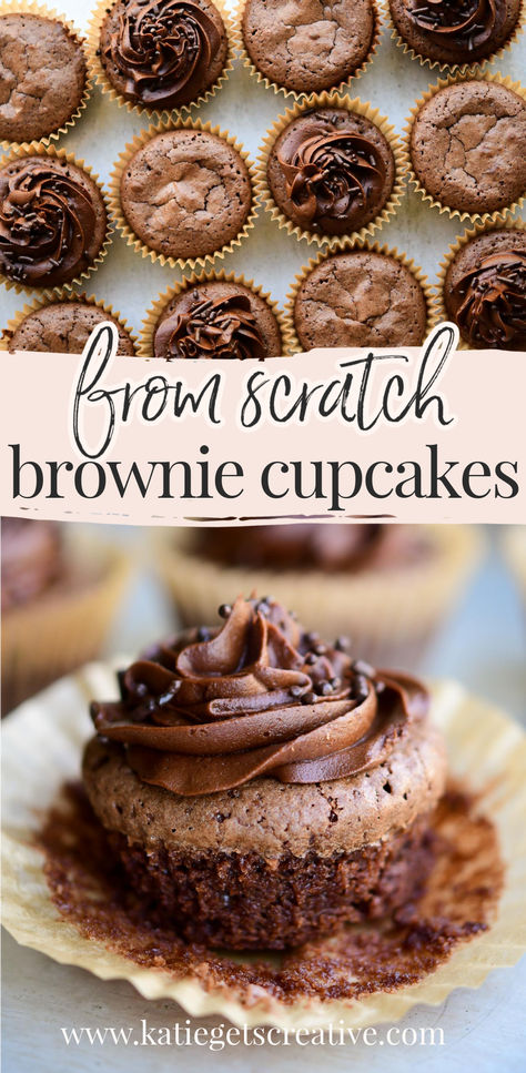 This chewy brownie cupcake recipe combines all my favorite things, rich chocolate brownies that are quick and easy to make, simple one bowl prep, and small batch (though this recipe can be doubled). Chocolate Cupcakes Small Batch, Small Batch Brownie Recipes, Brownie Icing, Cupcakes From Scratch, Chewy Brownies, Brownie Cupcakes, Delicious Brownies, Cupcake Recipe, Cake Slice