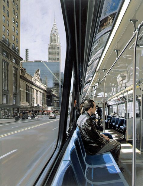 Richard ESTES :: urban landscapes [painting /screenprint /oil on canvas /silkscreen] Richard Estes, Hyper Realism, Urban Painting, Hyper Realistic Paintings, 42nd Street, Realism Painting, Realistic Paintings, A Level Art, Realism Art