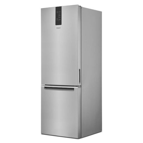 Whirlpool 12.7-cu ft Counter-Depth Bottom-Freezer Refrigerator with Ice Maker (Fingerprint-Resistant Stainless) ENERGY STAR in the Bottom-Freezer Refrigerators department at Lowes.com Door Texture, Refrigerator Sizes, Refrigerator Temperature, Pantry Drawers, Bottom Freezer Refrigerator, Sliding Shelves, Overhead Storage, Stainless Steel Cabinets, Counter Depth