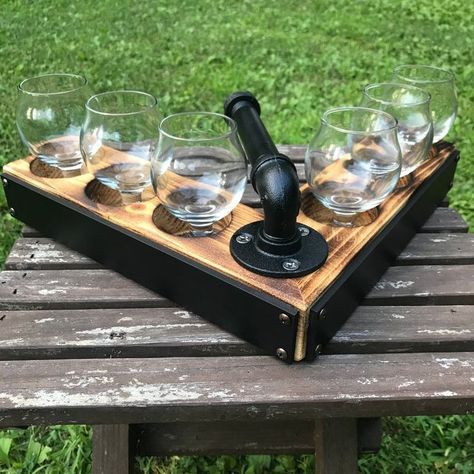 Wine Flight Boards, Whiskey Flight Boards, Beer Flight Boards Diy, Beer Flight Holder, Beer Flight Tray, Flight Boards, Beer Sampler, Bamboo Furniture Design, Repurpose Projects