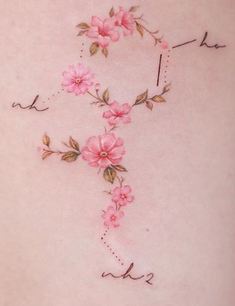 Chemical Structure Tattoo, Serotonin Molecule Tattoo, Chemical Tattoo, Dopamine Tattoo, Serotonin Tattoo, Inner Ear Tattoo, Molecule Tattoo, Typography Tattoo, Beautiful Flower Tattoos