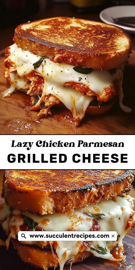 This Lazy Chicken Parmesan Grilled Cheese is the ultimate comfort food! All the flavors of chicken parm layered between toasted bread and melted cheese for an irresistible meal. Chicken Parmesan Panini, Leftover Chicken Parm, Chicken Parm Flatbread, Chicken Parm Panini, Chicken Patty Dinner Ideas, Chicken Parmesan Grilled Cheese, Grill Cheese Recipes, Lazy Chicken Parm, Chicken Parm Sandwiches