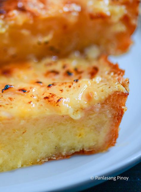 Cassava Recipes Filipino Desserts, Easy Cassava Cake Recipe, Pinoy Dessert Recipe, Cassava Flan Recipe, Panlasang Pinoy Recipe Filipino Dishes, Cassava Bibingka Recipe, Cassava Pudding, Cassava Cake Recipe Filipino, Casava Cake Recipe