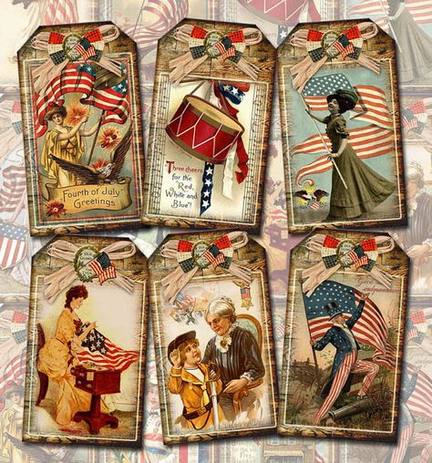 RuSTiC PaTriOtiC Americana Vintage ArT Hang/Gift by thephotocube, $2.50 Rustic Americana, Flag Printable, Primitive Americana, Americana Vintage, Printable Collage Sheet, Fourth Of July Decor, Vintage Flag, Gift Tag Cards, July Crafts