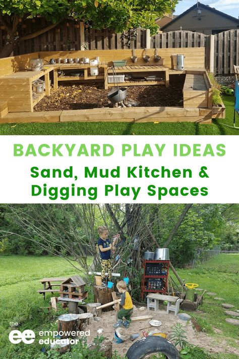 Outdoor Play Environment, Mud Pit Backyard, Dirt Box For Kids Play Areas, Gravel Play Area For Kids, Kids Digging Area, Montessori Outdoor Environment, Natural Outdoor Play Spaces, Toddler Outside Play Area, Montessori Outdoor Play