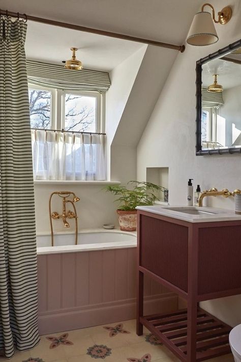 Cottage Bathroom, Upstairs Bathrooms, Pink Bathroom, Bathroom Inspo, Bathroom Renos, Bathroom Colors, My New Room, House Inspo, Bathroom Makeover