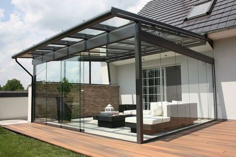 Lean To Conservatory, Design Per Patio, Garage Exterior, Patio Enclosures, Pergola Design, Enclosed Patio, Glass Room, House Extension Design, Backyard Pergola