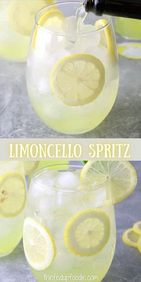 Limoncello Drinks, Limoncello Spritz, Limoncello Cocktails, Italian Liqueur, Drinks Summer, Spritz Recipe, Cocktail Drinks Alcoholic, Boozy Drinks, Fancy Drinks