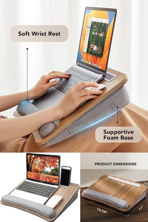 Anti-Slip Strip & Storage Function for Home Office Students Use as Computer Laptop Stand, Book Tablet Laptop Tray, Student Office, Laptop Desk, Wrist Rest, Lap Desk, Laptop Stand, Laptop Accessories, Slow Stitching, Laptop Computers