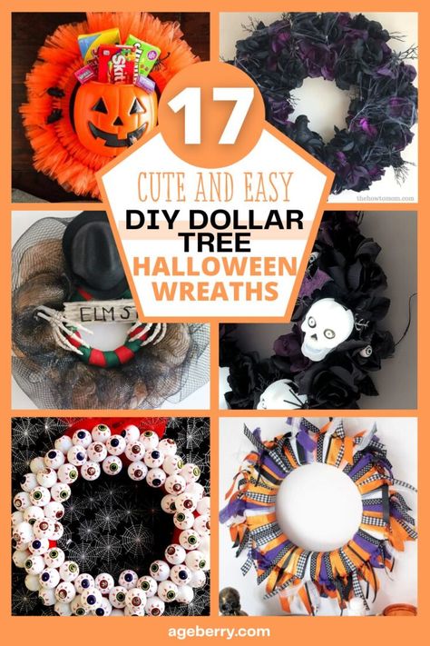 learn how to make a Halloween wreath using Dollar Tree items Dollar Tree Halloween Wreath Diy, Diy Halloween Decorations Dollar Tree, Halloween Decorations Dollar Tree, Dollar Store Halloween Diy, Halloween Diy Door, Door Stand, Dollar Tree Halloween Decor, Dollar Store Halloween Decorations, Halloween Door Wreaths