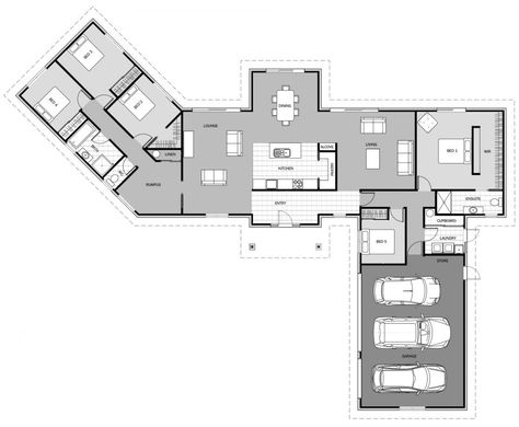 House Plans 4 Bedroom, Metal Shop Houses, 4 Bedroom House Plan, L Shaped House Plans, Drawing House Plans, L Shaped House, Storage Container Homes, Cottage Floor Plans, Workout Room