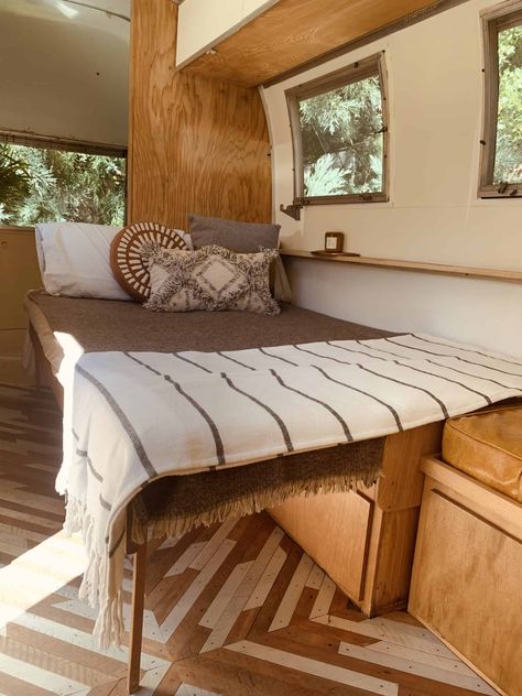 Airstream Wood Interior, Airstream Caravel 16, Airstream Bambi 16, Airstream Atlas, Airstream For Sale, 1972 Airstream Sovereign, Bedroom Upgrade, Airstream Interior, Airstream Renovation