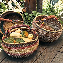 Traditional Market Basket - Ghana  I would love to use this basket in my bathroom to hold extra towels for guests. My bathroom tends to be overly humid, though, so I might use the basket for books and magazines in the family room. Either way, it would look fabulous. Farmers Table, Grocery Basket, Beach Basket, Bolga Basket, Traditional Market, Toy Storage Baskets, Market Basket, Fruit Storage, Basket Tote