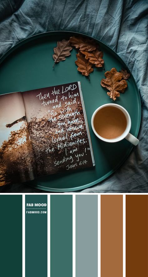 Fall Teal Color Palette, Green And Brown Colour Scheme, Brown Bedroom Color Palette, Teal Green Brown Color Palette, Teal And Taupe Bedroom, Teal Fall Color Palette, Brown And Teal Color Palette, Colour Palette Teal, Bronze Colour Palette