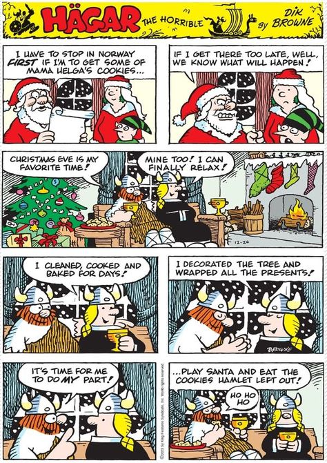 Hagar the Horrible | More for join Hagar the Horrible | Facebook Hagar The Horrible, Cartoon Strip, Make Me Smile, Christmas Time, Funny, Christmas