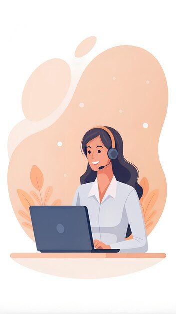 Photo a woman with headphones and a lapt... | Premium Photo #Freepik #photo Person On Computer Reference, Flat Character Illustration, Woman With Headphones, Ppt Ideas, Pen Work, Digital Portrait Illustration, Black Background Wallpaper, Beach Posters, Woman Illustration