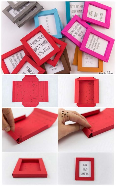 Best DIY Picture Frames and Photo Frame Ideas -Paper Frames - How To Make Cool Handmade Projects from Wood, Canvas, Instagram Photos. Creative Birthday Gifts, Fun Crafts for Friends and Wall Art Tutorials http://diyprojectsforteens.com/diy-picture-frames Cadre Photo Diy, Diy Photo Projects, Kraf Kertas, Anniversaire Diy, Creative Birthday Gifts, Diy Picture Frames, Origami Box, Diy Picture, Kirigami