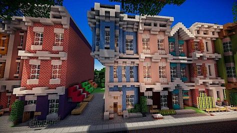 Victorian Townhouse ft. Getmoreland Minecraft Project                                                                                                                                                                                 More Buildings In Minecraft, Villa Minecraft, Minecraft Town, Construction Minecraft, Minecraft City Buildings, Rumah Minecraft Sederhana, Minecraft World, Minecraft Houses Blueprints, Minecraft Structures