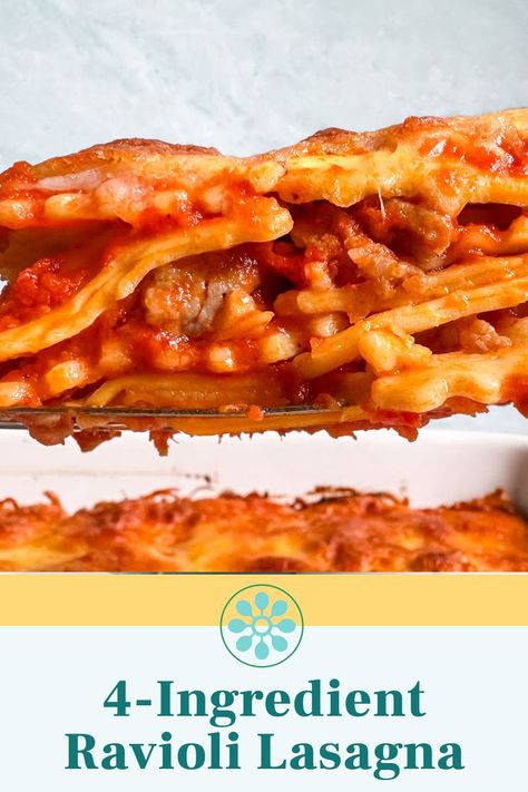 The 4-Ingredient Dinner I've Made Hundreds of Times 4 Ingredient Ravioli Lasagna, Easy Italian Dishes, 4 Ingredient Recipes Dinner, 4 Ingredient Dinner, Italian Casseroles, Lasagna Ravioli, Lasagna Easy, Ravioli Lasagna, Simple Family Meals