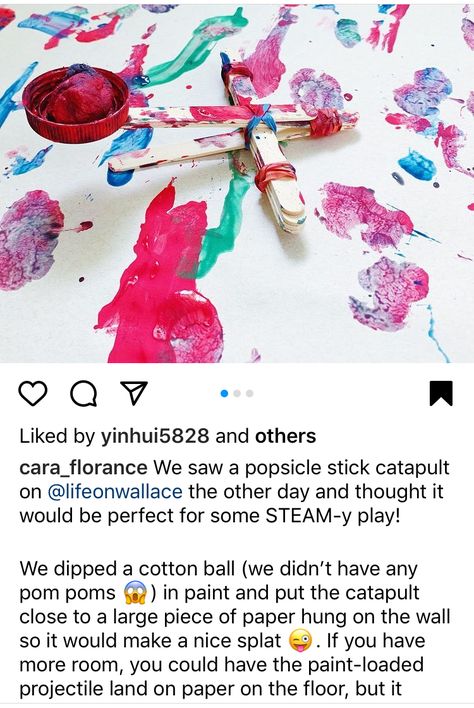 Popsicle Stick Catapult, Popsicle Sticks, Process Art, Cotton Ball, Sensory Play, Art Lessons, Things To Think About, Pom Pom, Paint