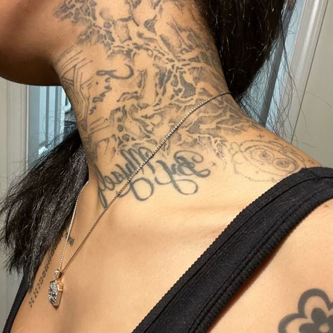 @6APESTA G59 Neck Tattoo, Carti Inspired Tattoos, Bktherula Tattoos, After The Storm Tattoo Kali Uchis, Cartia Mallan Tattoo, Bktherula Aesthetic, Grandfather Tattoo, Hard Tattoos, Mom Daughter Tattoos