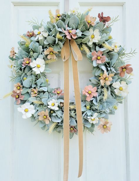 Wheat Wreath, Lamb's Ear, Boho Wreath, Neutral Boho, Wreath Farmhouse, Wreath Summer, Wreath Fall, Front Door Wreath, Farmhouse Wreath