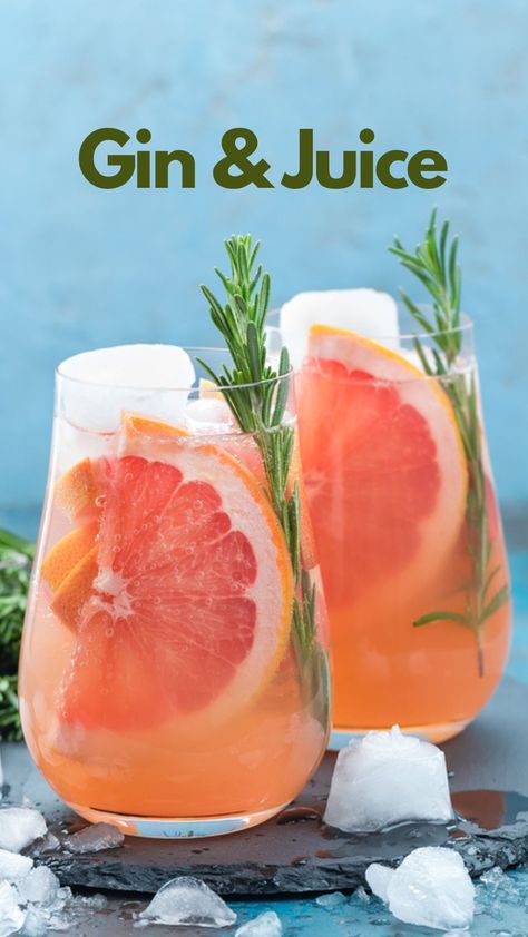 The classic combination of Gin & Juice is a refreshing cocktail that is perfect for any occasion. This simple yet delicious drink is made by combining gin with your favorite fruit juice and ice. #Gin&Juice Gin And Juice Cocktail, Gin Drinks Easy, Fall Gin Cocktails, Juice Craft, Grapefruit Cocktail Recipes, Gin And Juice, Gin Drink Recipes, Easy Gin Cocktails, Ginger Beer Cocktail