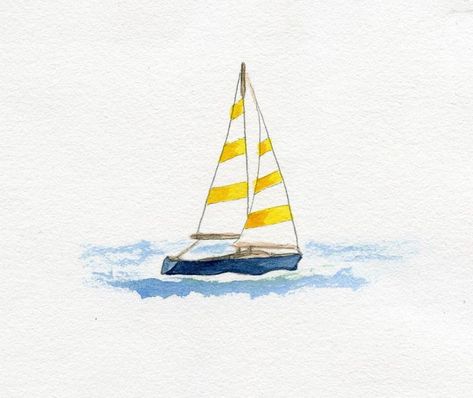 Watercolour sailing boat Watercolor Boat, Boat Drawing, Sailboat Art, Sailboat Painting, Boat Art, Boat Painting, Easy Watercolor, Watercolor Inspiration, Sailboats