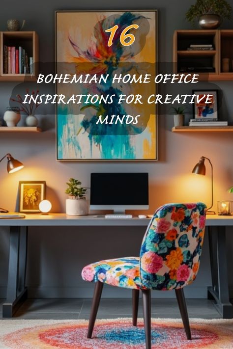 Step into a world of creativity with my favorite bohemian home office inspirations! 🌼 This vibrant space is a haven for imaginative minds, featuring a stunning floral chair and lively artwork that sparks joy and inspiration. Whether you're working from home or looking for a cozy corner to unleash your creativity, this setup blends comfort and style perfectly. Let's transform our workspace into a beautiful escape! Bright Office Decor, Quirky Home Office, Bright Office Space, Bohemian Home Office, Hollywood Regency Bedroom, Bright Office, Bohemian Ideas, Floral Chair, Boost Creativity