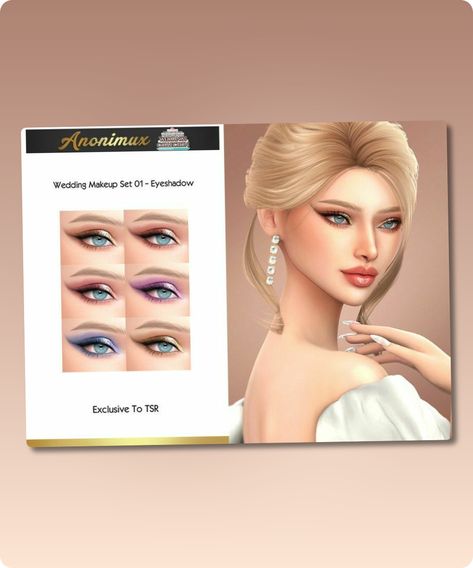 Sims 4 EyeShadow CC: Wedding Makeup SET 01     Eyeshadow Sims 4 Cc Wedding Makeup, Sims 4 Eyeshadow Cc, Eyeshadow Sims 4, Sims 4 Eyeshadow, Sims 4 Cc Download, Makeup Cc, Sims 4 Cc Makeup, Chic Makeup, Model Nails