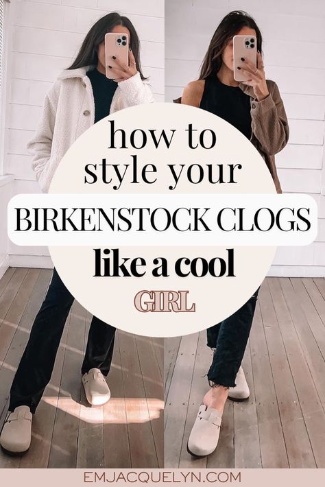 Birkenstock clogs are a versatile addition to any wardrobe. This post shows you how to style clogs for a range of outfits that suit your women’s shoes needs. Learn how to wear them with skirts, jeans, and dresses while keeping your women’s fashion fresh and stylish. Dresses With Birkenstocks, Bootcut Jeans With Clogs, Birkenstock Clogs Women, White Birkenstock Clogs Outfit, Doc Clogs Outfit, Beige Clogs Outfits, Clogs With Jeans Outfit, Birkenstock Clogs Outfit Jeans, Leggings And Clogs Outfit