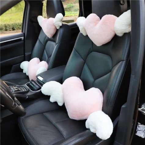 Cartoon Wings, Car Seat Pillow, Pink Car Accessories, Seat Pillow, Angel Wings Design, Girly Car Accessories, Cute Love Heart, Car Seat Headrest, Car Headrest